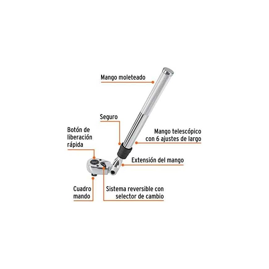 Terkšlė su teleskopine rankena ir pasukama galvute 1/2", 350-490mm Truper® – 2