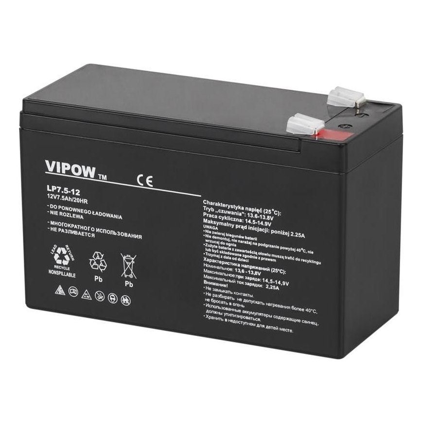 Lead battery VIPOW 12V 7.5Ah