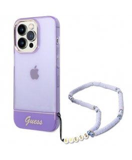 Guess GUHCP14LHGCOHU iPhone 14 Pro 6.1" purple/purple hard case Translucent Pearl Strap
