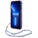 Guess GUHCP14LHGCOHU iPhone 14 Pro 6.1" purpurinė/violetinė kieta dėklas Translucent Pearl Strap