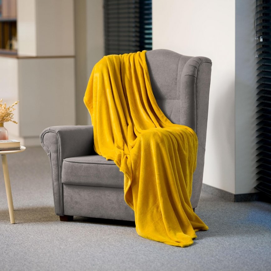 Fleece blanket 150x200 cm TEESA - yellow – 4