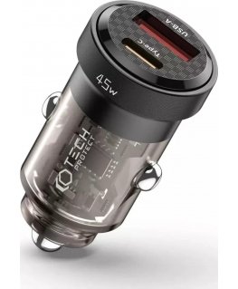 Charger 4kom.pl Car charger CC45W USB USB-C Type C 2-port Car Charger PowerDelivery PD 45W QuickCharge QC 3.0 Black