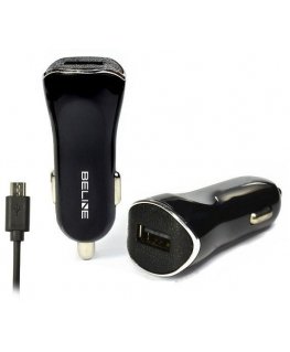 Car charger USB + microUSB 1A black