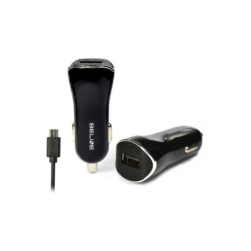 Car charger USB + microUSB 1A black