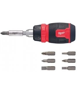Milwaukee Accessories Kompaktiškas terkšlinis atsuktuvas su antgaliais MILWAUKEE 8in1