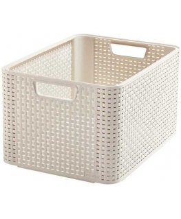 Curver 205851 Rangement Style Aspect Rotin L Deuxième Génération Polypropylène Ivoire