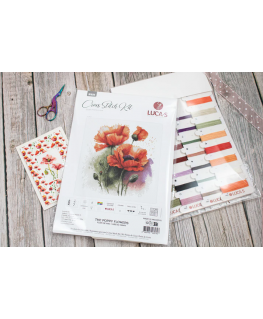 luca S Counted Cross Stitch Kit "Poppy Flowers" 21x21 cm SB7024