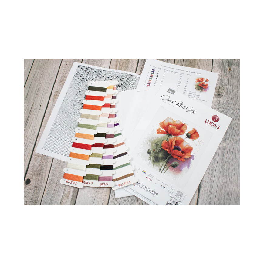 luca S Counted Cross Stitch Kit "Poppy Flowers" 21x21 cm SB7024 – 2