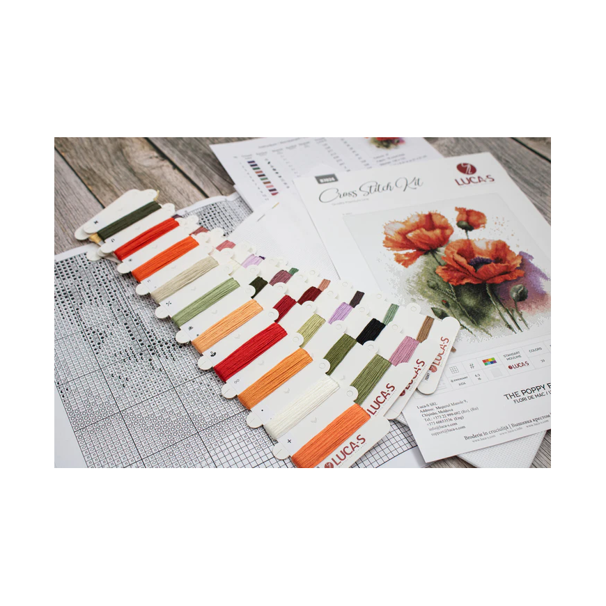 luca S Counted Cross Stitch Kit "Poppy Flowers" 21x21 cm SB7024 – 3