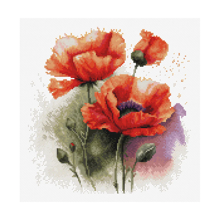 luca S Counted Cross Stitch Kit "Poppy Flowers" 21x21 cm SB7024 – 5