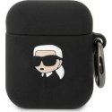 Karl Lagerfeld Dėklas Karl Lagerfeld KLA2RUNIKK Apple AirPods 2/1 cover juoda/juodas silikoninis Karl Head 3D