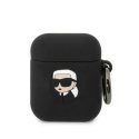Karl Lagerfeld Dėklas Karl Lagerfeld KLA2RUNIKK Apple AirPods 2/1 cover juoda/juodas silikoninis Karl Head 3D