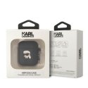 Karl Lagerfeld Dėklas Karl Lagerfeld KLA2RUNIKK Apple AirPods 2/1 cover juoda/juodas silikoninis Karl Head 3D