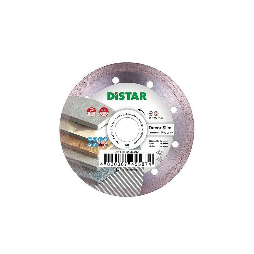 diamond disc for cutting tiles and tiles 125/1.2/10mm, Decor Slim, DISTAR [11115427010]