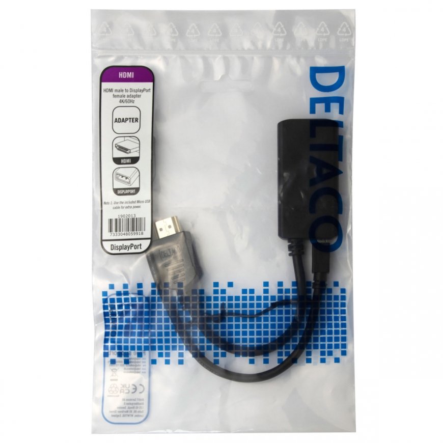 Deltaco Adapter DELTACO HDMI - DisplayPort