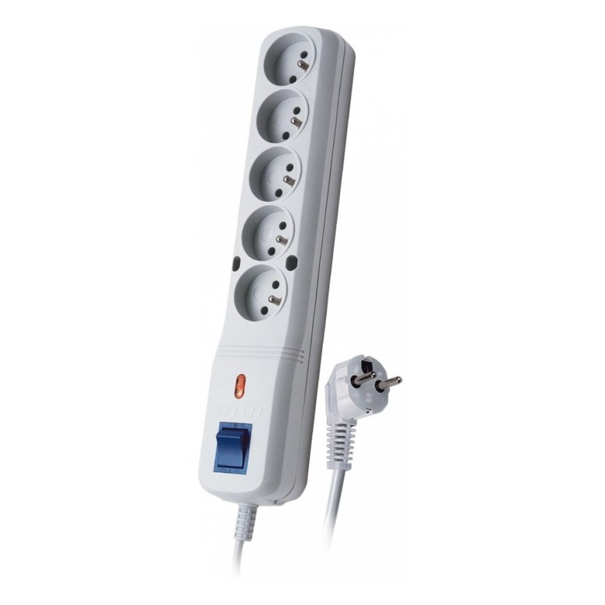 Listwa przeciwprzepięciowa LV-530W, 1L, 1.5m, szara – 2
