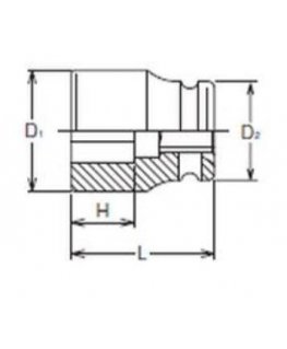 impact socket for 1/2" square, HN square, inner 14WN, Koken [14400-14WN]