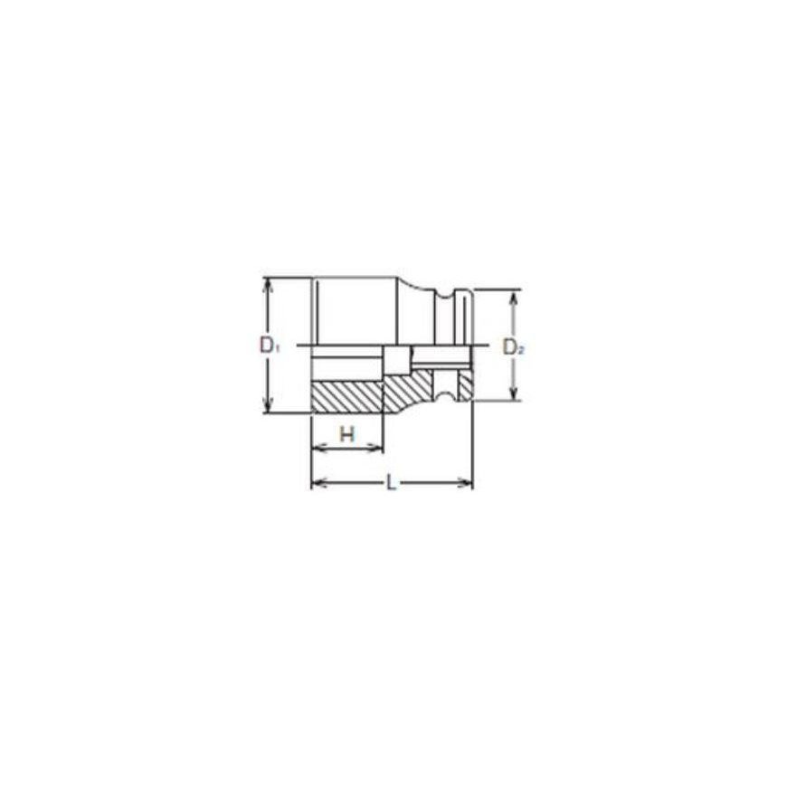 impact socket for 1/2" square, HN square, inner 14WN, Koken [14400-14WN]