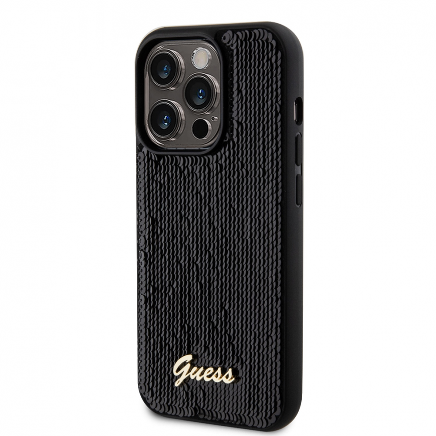 Case Guess Sequin Script Logo Case for iPhone 14 Pro Black