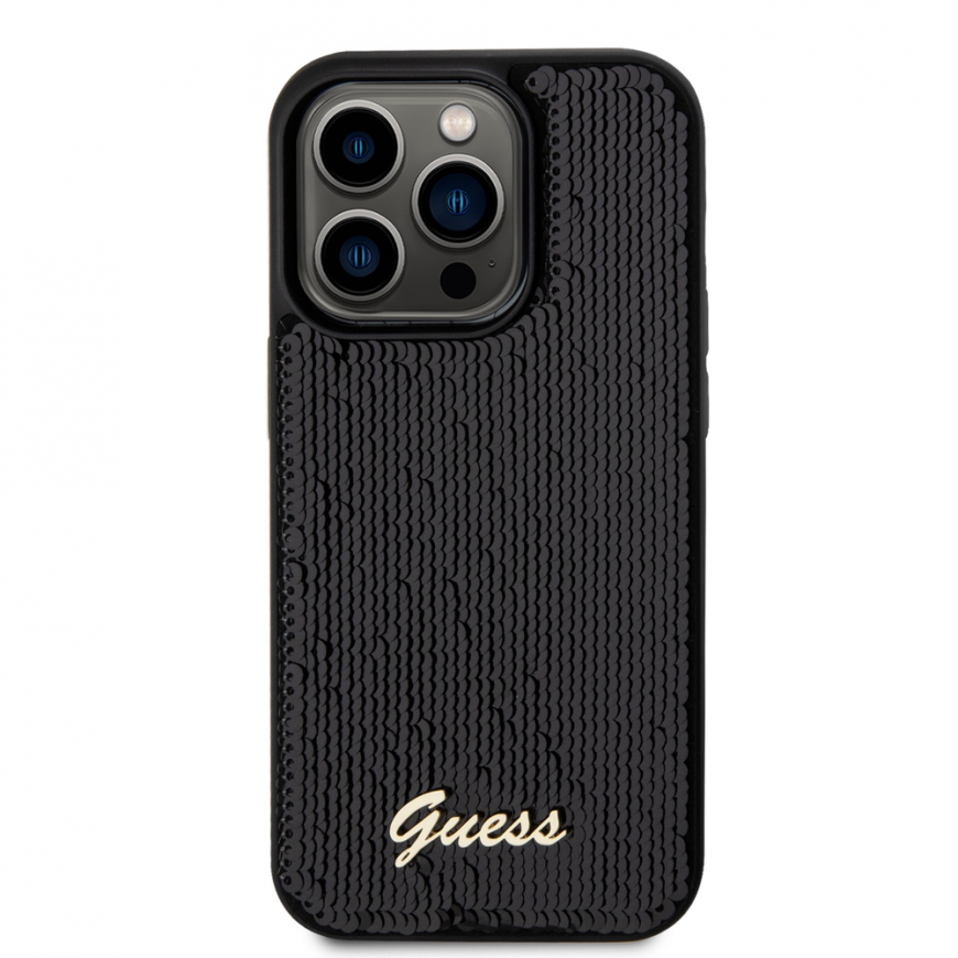 Case Guess Sequin Script Logo Case for iPhone 14 Pro Black – 2