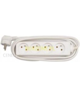 Power cable Power cable 230V extension cord, CEE7 (fork) -4 sockets, 3m, VDE approved, white, No name