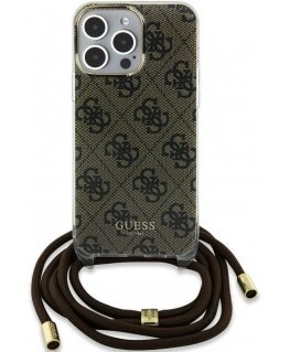 Case Guess IML 4G Printed Crossbody Case for iPhone 15 Pro Brown