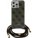 Case Guess IML 4G Printed Crossbody Case for iPhone 15 Pro Brown