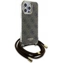 Case Guess IML 4G Printed Crossbody Case for iPhone 15 Pro Brown