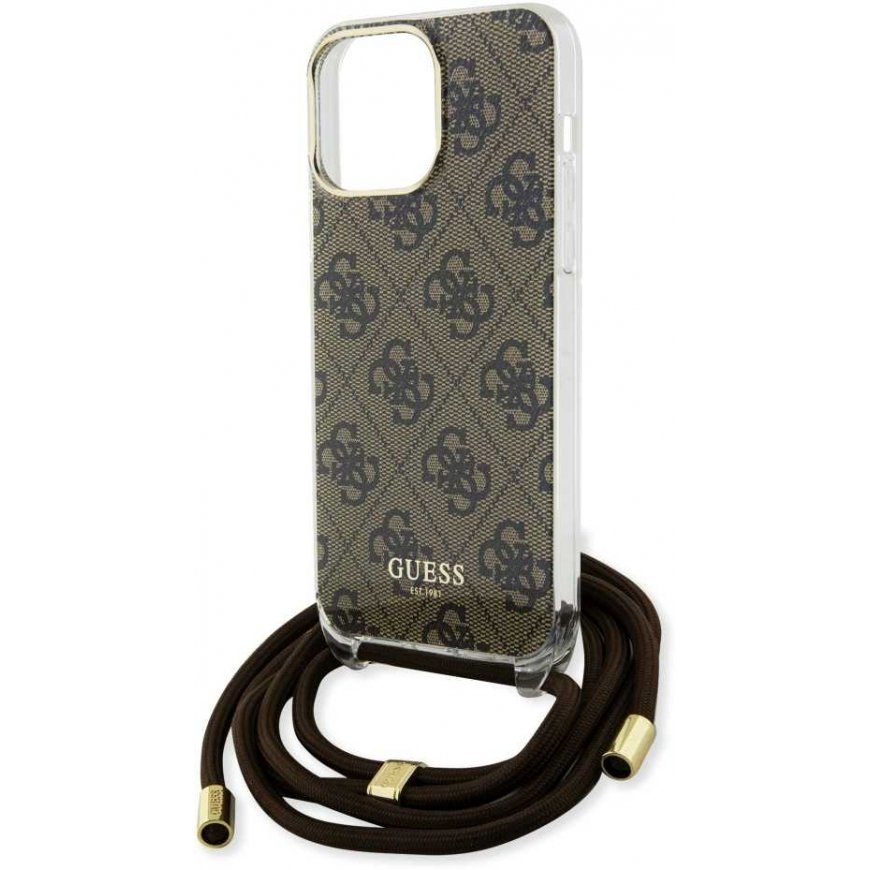 Dėklas Guess IML 4G Printed Crossbody Case for iPhone 15 Pro Brown – 4