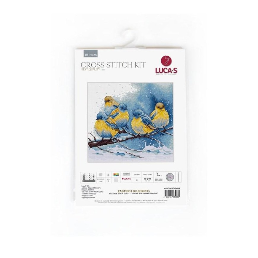 luca S Suskaičiuotas dygsnio kryželiu rinkinys "Eastern Bluebirds" 22x21cm SBU5028
