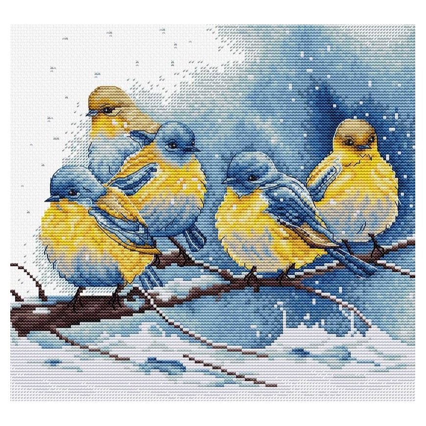 luca S Counted Cross Stitch Kit "Eastern Bluebirds" 22x21cm SBU5028 – 2