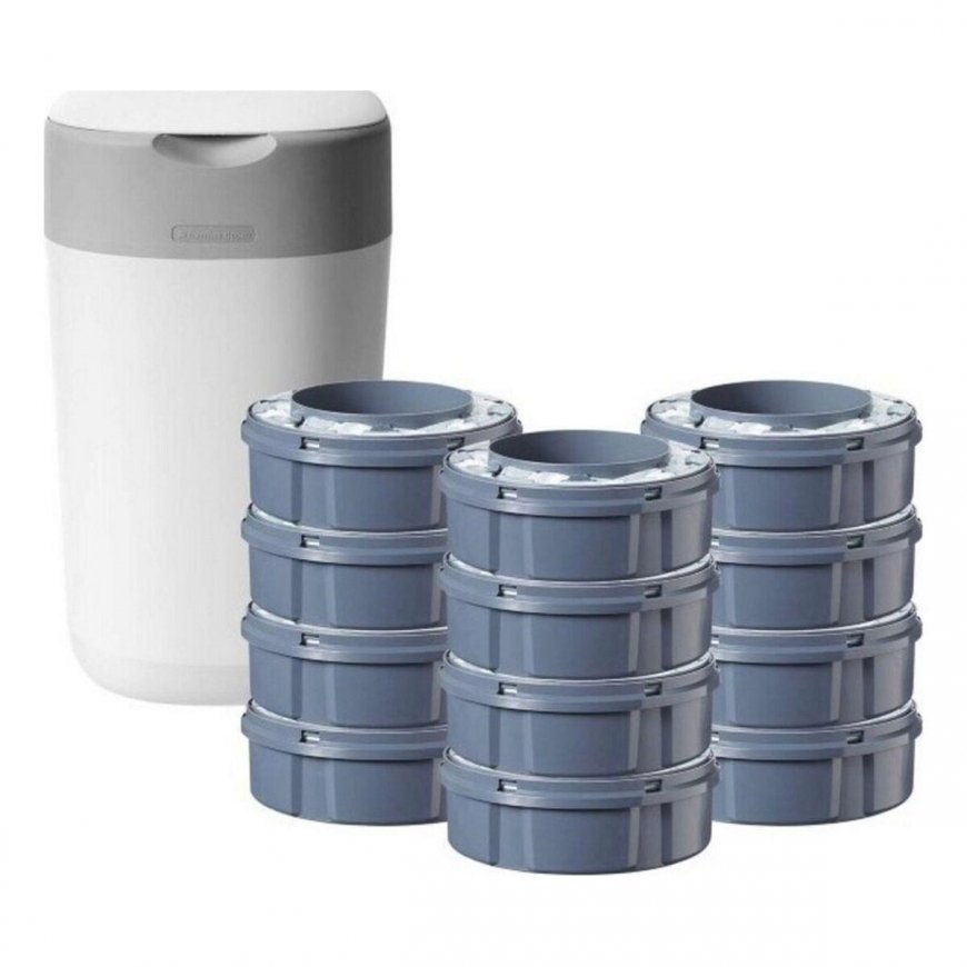 TOMMEE TIPPEE TWIST AND CLICK ADVANCED DIAPER CONTAINER AND 12 PCS. CARTRIDGE SET, White – 4