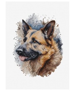 luca S Counted Cross Stitch Kit with Bow Included "German Shepherd" 17x21cm SBC214