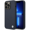 Case BMW BMHMP14XSILNA iPhone 14 Pro Max 6.7" dark blue / dark blue silicone metal logo MagSafe