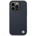 Case BMW BMHMP14XSILNA iPhone 14 Pro Max 6.7" dark blue / dark blue silicone metal logo MagSafe