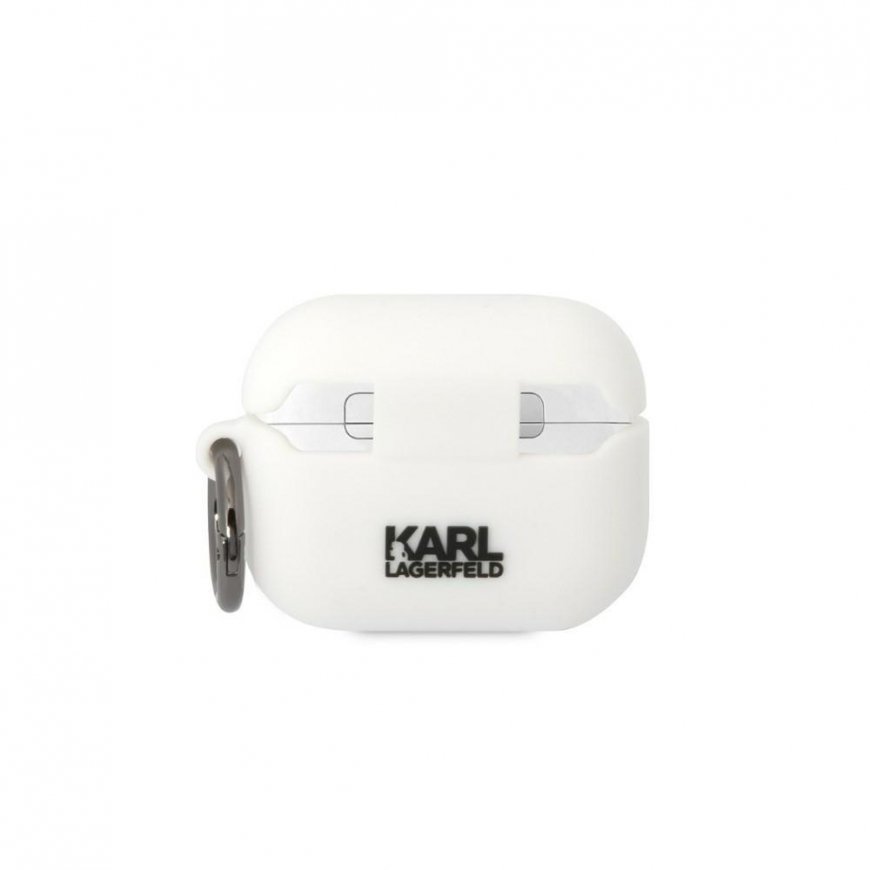 Karl Lagerfeld KLACAPSILKCW AirPods Pro dangtelis baltas Silikoninis Karl & Choupette – 3
