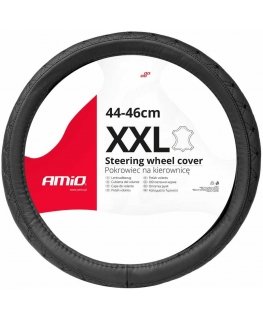 Quilted leather car steering wheel cover xxl 44-46cm swc-51-xxl amio-03564