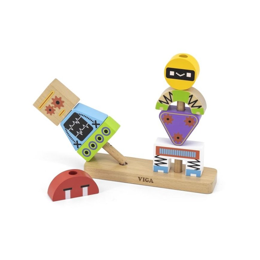 Viga Wooden puzzle - robots 8 pcs