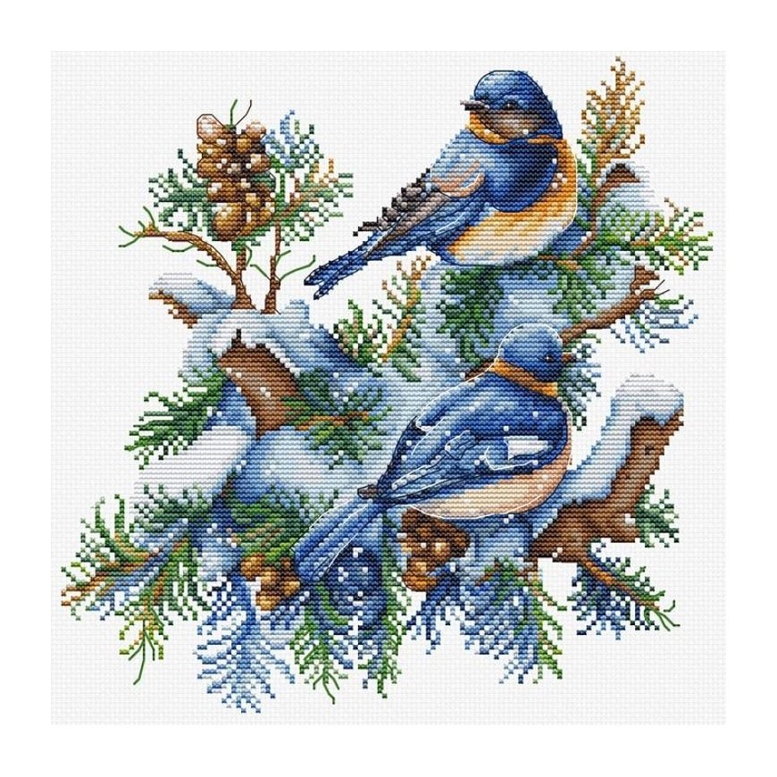 luca S Cross Stitch Kit The Birds-Winter 21 x 21 cm SB2418 – 2