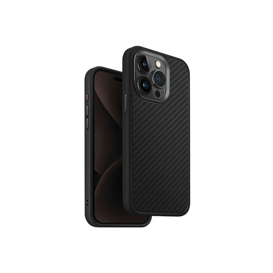 Dėklas Uniq case Keva iPhone 15 Pro Max 6.7" Magclick Charging juodas/carbon juodas