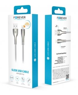 Forever Sleek cable USB - Lightning 1,0 m 2.4A white