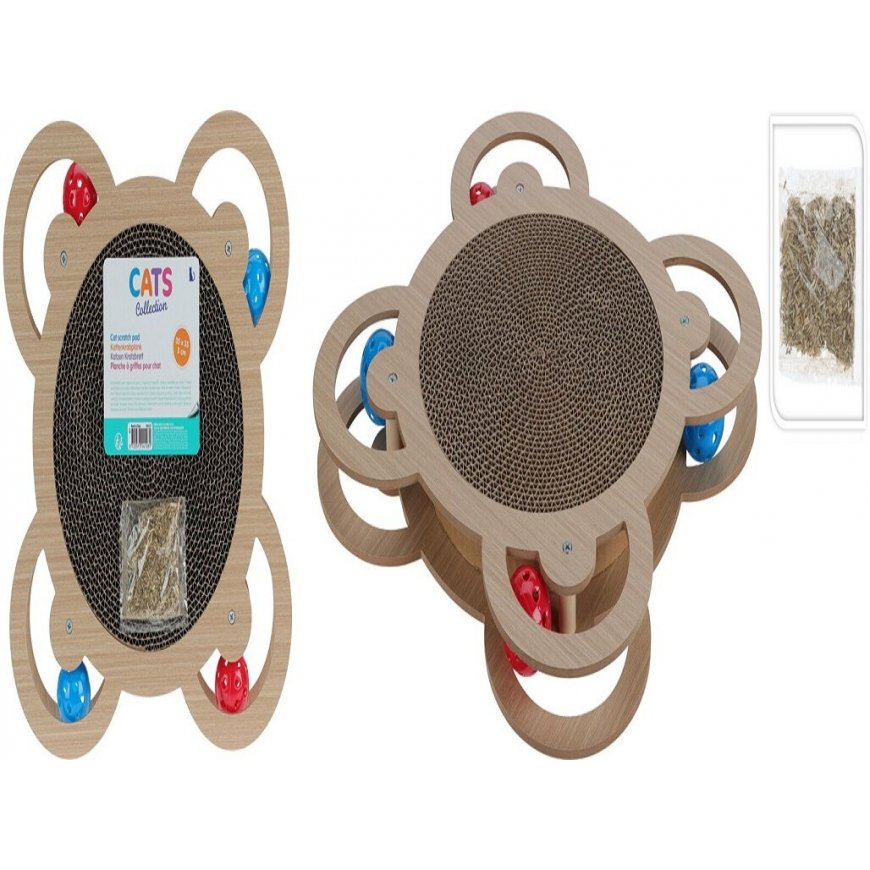 KOOPMAN INTERACTIVE TOY CAT SCRATCRATOR 4 BALLS 35.5X35.5X4CM