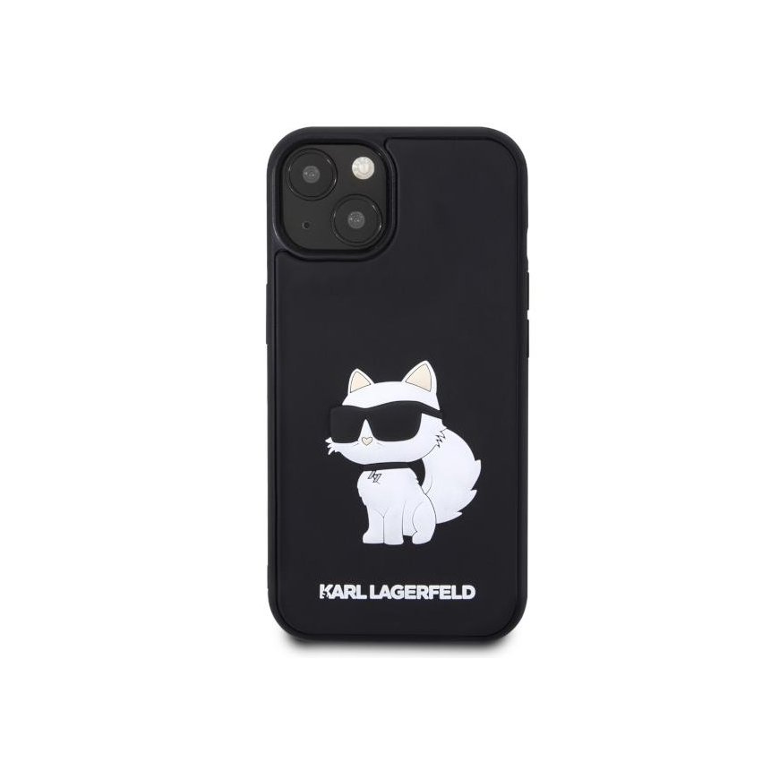 Karl Lagerfeld case for iPhone 14 Plus 6.7" KLHCP14M3DRKHNK black hardcase 3D Rubber Choupette NFT – 3