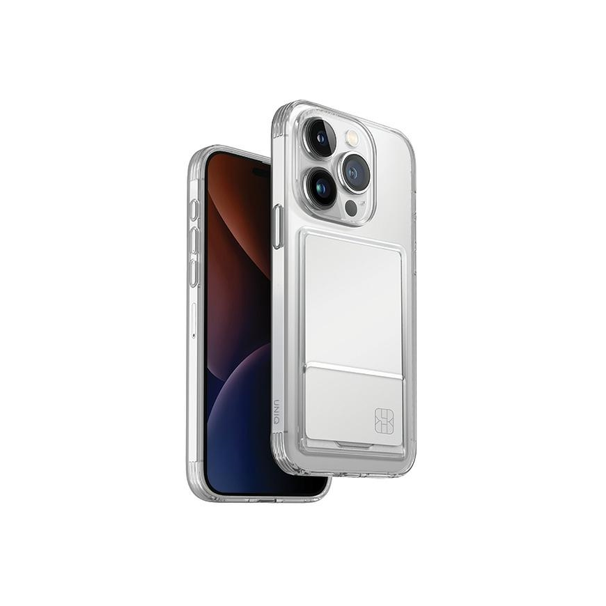 Case Uniq Air Fender ID iPhone 15 Pro 6.1" case nude transparent Cardslot