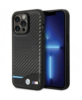 Case BMW BMHCP13X22NBCK iPhone 13 Pro Max 6.7" black/black hard case, carbon leather