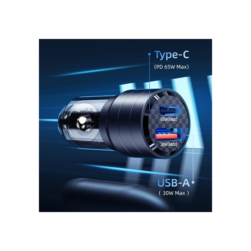 Įkroviklis Usams Įkroviklis samochodowa USAMS C36 USB-A+USB-C 95W Fast Charge juoda/juodas (US-CC176) – 5