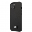 Karl Lagerfeld Karl Lagerfeld KLHCP13SSFMP2K iPhone 13 mini 5.4 inch Hard Case Black/Black Saffiano Plaque Karl Lagerfeld Karl Lagerfeld KLHCP13SSFMP2K iPhone 13 mini 5.4 inch Hard Case Black/Black Saffiano Plaque