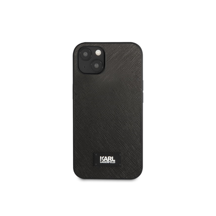 Karl Lagerfeld Karl Lagerfeld KLHCP13SSFMP2K iPhone 13 mini 5.4 inch Hard Case Black/Black Saffiano Plaque – 3