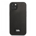 Karl Lagerfeld Karlas Lagerfeldas KLHCP13SSFMP2K iPhone 13 mini 5,4 colių kietasis dėklas juodas/juodas Saffiano Plaque Karl Lagerfeld Karlas Lagerfeldas KLHCP13SSFMP2K iPhone 13 mini 5,4 colių kietasis dėklas juodas/juodas Saffiano Plaque