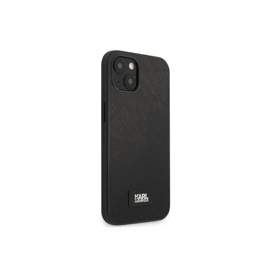 Karl Lagerfeld Karl Lagerfeld KLHCP13SSFMP2K iPhone 13 mini 5.4 inch Hard Case Black/Black Saffiano Plaque – 4